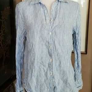 Brooks Brothers 346 100% linen tailored fit striped Casual Shirt Sz 8